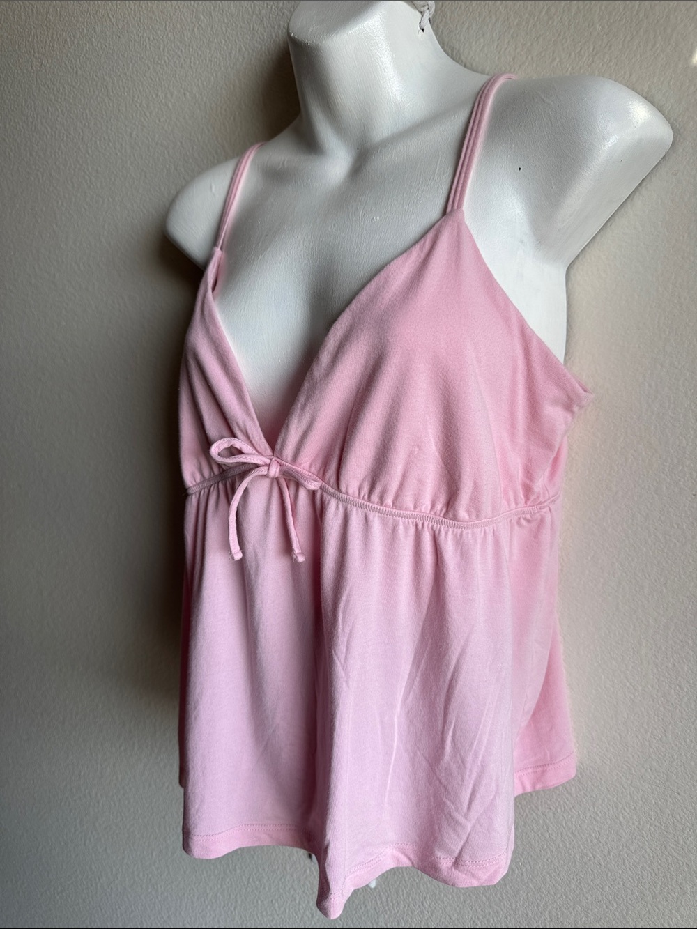 Pink V-Neck Tie-Front Camisole Tank